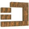 vidaXL 8 Piece TV Cabinet Set Smoked Oak Engineered Wood