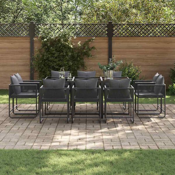 vidaXL Garden Dining Set 11 pcs Black Steel