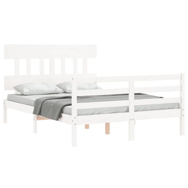 vidaXL Bed Frame without Mattress White 140x200 cm Solid Wood