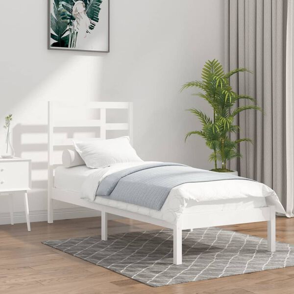 vidaXL Bed Frame without Mattress White Solid Wood 90x200 cm