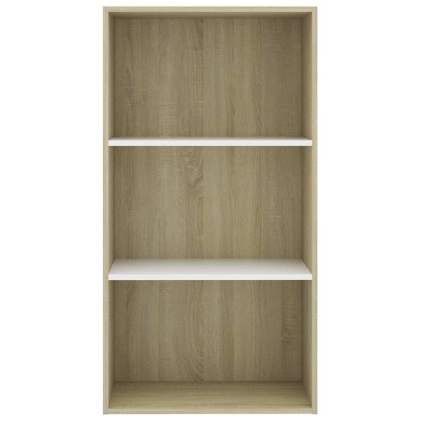 vidaXL 3-Tier Book Cabinet White and Sonoma Oak 60x30x114 cm Engineered Wood