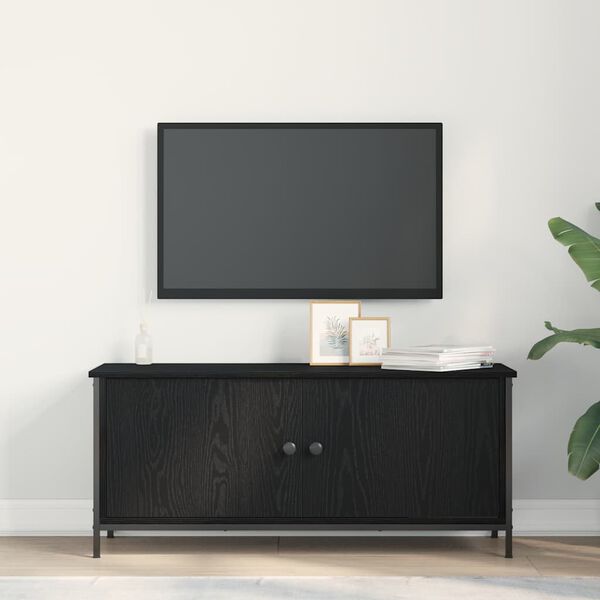 vidaXL TV Cabinet Black Oak 100 x 35 x 45 cm Engineered Wood