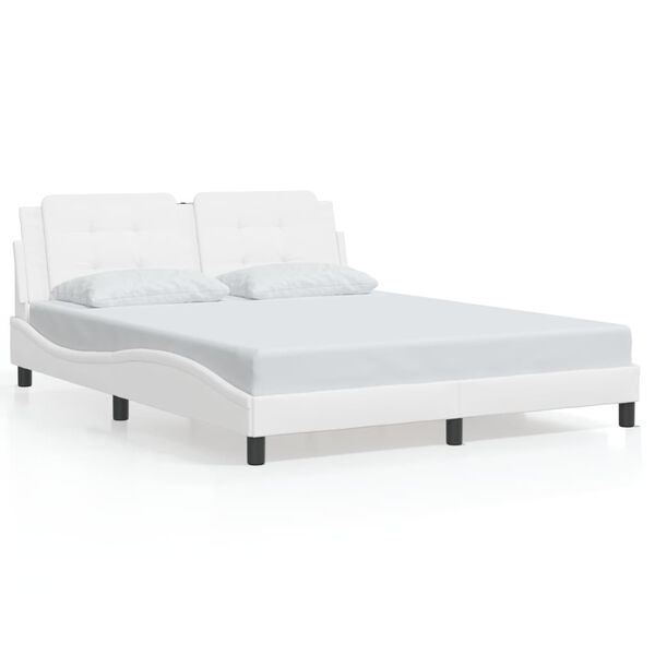 vidaXL Bed Frame without Mattress "Zadar" White 160x200 cm Faux Leather