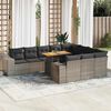 vidaXL 10 Piece Garden Sofa Set with Cushions Grey Poly Rattan Acacia