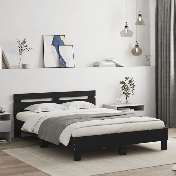 vidaXL Bed Frame without Mattress Black 150x200 cm King Size