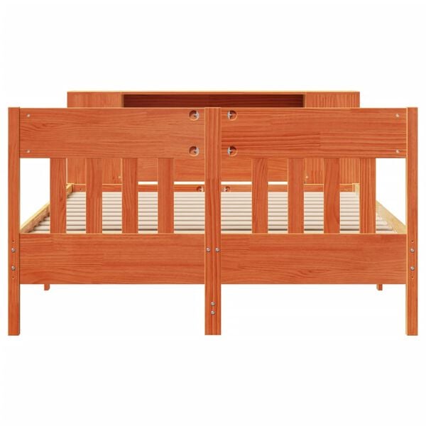 vidaXL Bookcase Bed without Mattress Wax Brown 120x190 cm Small Double Solid Wood Pine