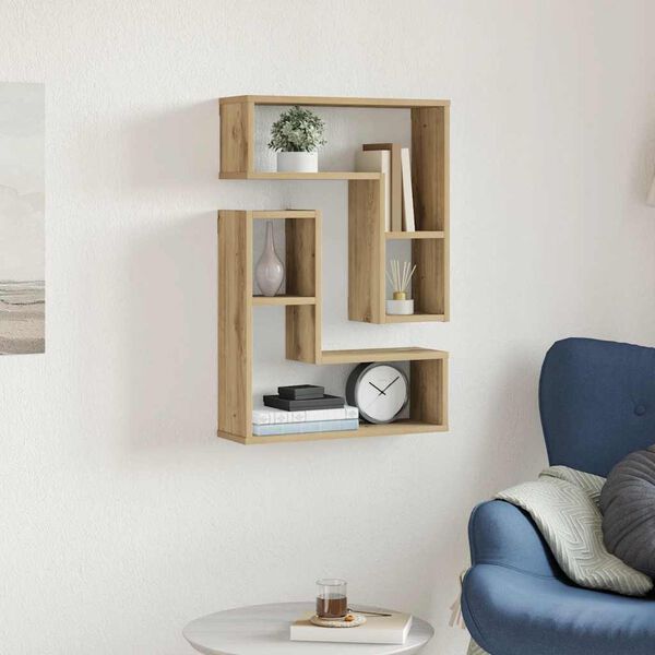 vidaXL Wall Cube Shelves 2 pcs Artisan Oak 50x15x50 cm Engineered Wood