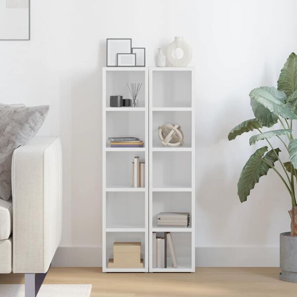 vidaXL CD Cabinets 2 pcs High Gloss White 21x16x93.5 cm Engineered Wood