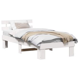 vidaXL Bed Frame with Headboard White 90 x 190 cm Solid Pine Wood