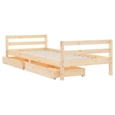 vidaXL Kids Bed Frame with Drawers 80x200 cm Solid Wood Pine