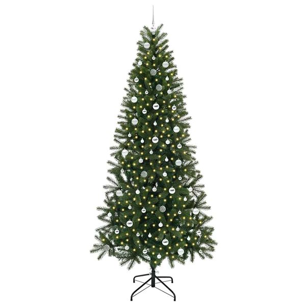 vidaXL Artificial Christmas Tree with 300 LEDs Green 240 cm PE and PVC
