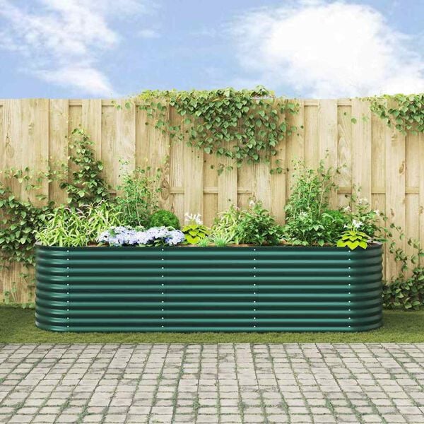 vidaXL Garden Raised Bed Green 320 x 80 x 81 cm Steel