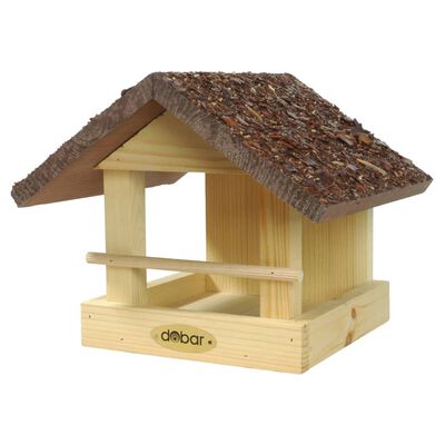 dobar Bird Feeder House-shaped with Bark Roof Natural and Brown
