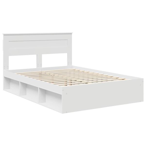 vidaXL Bed Frame with Headboard White 160 x 200 cm Solid Pine Wood