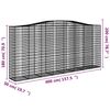 vidaXL Arched Gabion Baskets 4 pcs 400x50x180/200 cm Galvanised Iron