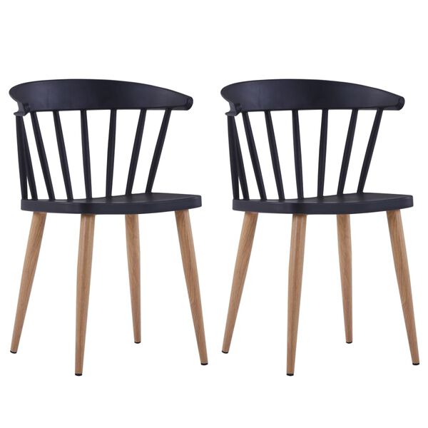 vidaXL Dining Chairs 2 pcs Black Plastic