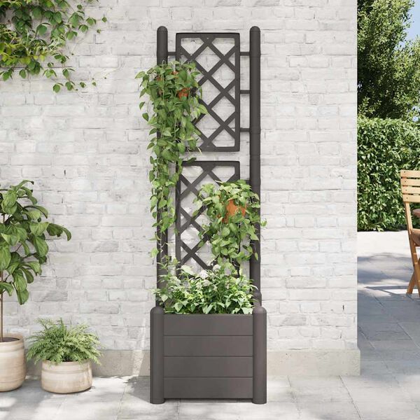 vidaXL Garden Planter with Trellis 43x43x142 cm PP Anthracite