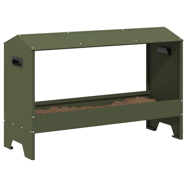 vidaXL Chicken Feeding Trough Olive Green 81 x 32 x 53.5 cm