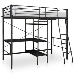 vidaXL Bunk Bed with Table without Mattress Black Metal 90x200 cm