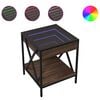vidaXL Bedside Table with Infinity LED Brown Oak 40x40x49 cm