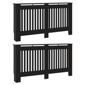 vidaXL Radiator Cover 2 pcs Black 152 x 19 x 81.5 cm Engineered Wood