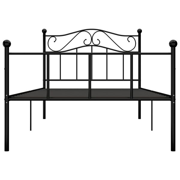 vidaXL Bed Frame without Mattress Black Metal 90x200 cm