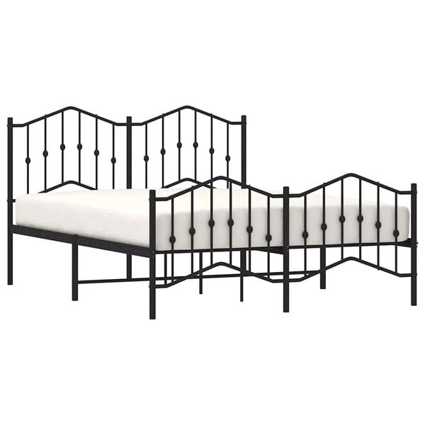 vidaXL Metal Bed Frame without Mattress with Footboard&nbsp;Black 140x200cm