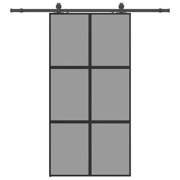 vidaXL Sliding Door with Hardware Set Black 102.5x205 cm Tempered Glass