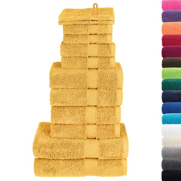 vidaXL 12 Piece Premium Towel Set SOLUND Gold 600 gsm