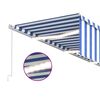 vidaXL Manual Retractable Awning with Blind&LED 6x3m Blue&White