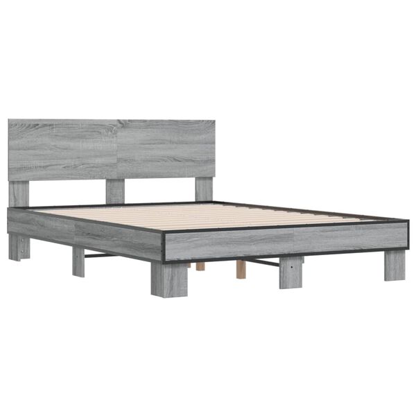 vidaXL Bed Frame without Mattress Grey Sonoma 120x190 cm Small Double