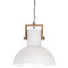 vidaXL Industrial Hanging Lamp 25 W White Round Mango Wood 52 cm E27