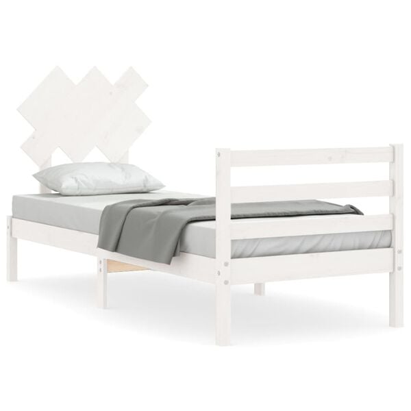 vidaXL Bed Frame without Mattress White 90x200 cm Solid Wood