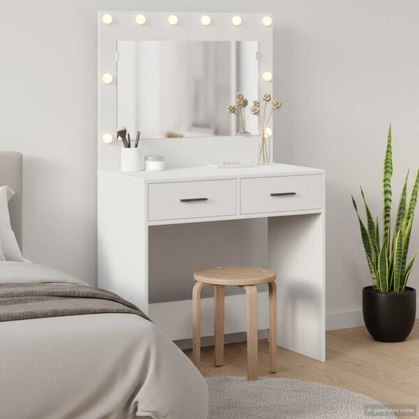 vidaXL Dressing Table White 78.5 x 41 x 135 cm Engineered wood