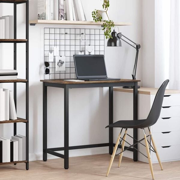 vidaXL Table Smoked Oak 100 x 50 x 76.5 cm Engineered Wood and Steel