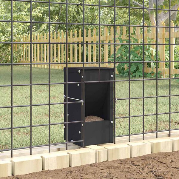 vidaXL Rabbit Feeder Black 12.5 x 12.5 x 25 cm Cold-Rolled Steel