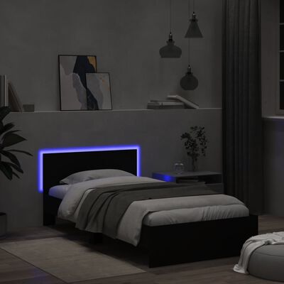 vidaXL Bed Frame with Headboard and LED Lights Black 100x200 cm