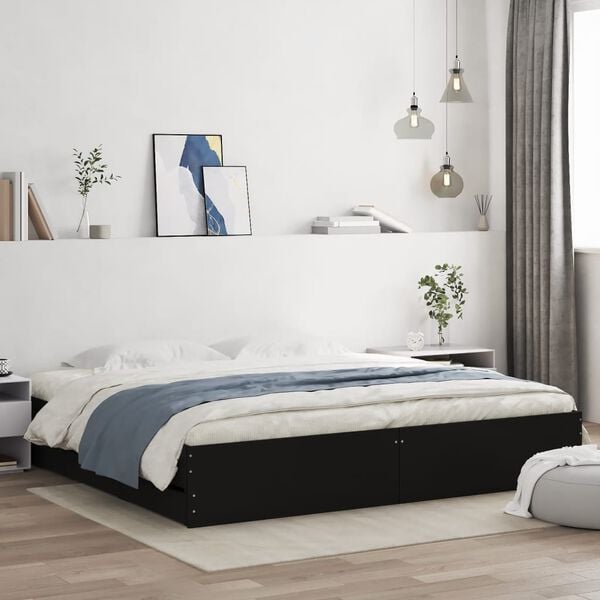 vidaXL Bed Frame with Drawers without Mattress Black 160x200 cm