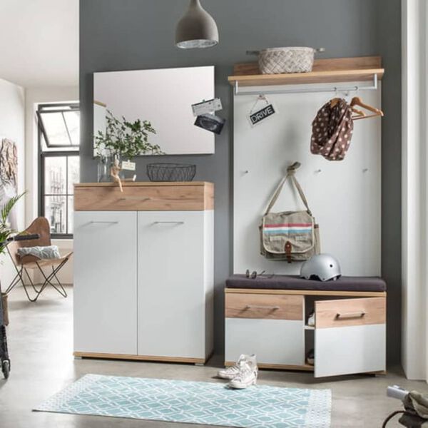 Germania Coat Rack Panel Topix 96x29x147 cm White and Oak