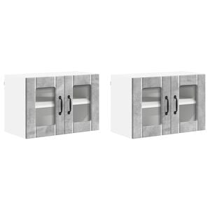 vidaXL Wall Glass Cabinet LUCCA 2 pcs Concrete Grey 60 x 31 x 40 cm