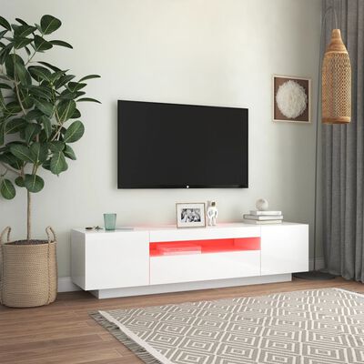 vidaXL TV Cabinet with LED Lights High Gloss White 160x35x40 cm