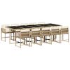 vidaXL 11 Piece Garden Dining Set with Cushions Beige Poly Rattan