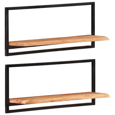 vidaXL Wall Shelves 2 pcs 80x25x35 cm Solid Wood Acacia and Steel