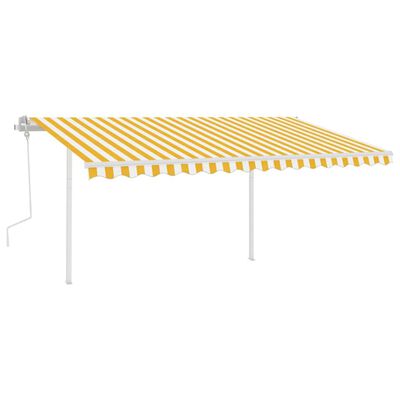 vidaXL Manual Retractable Awning with LED 4x3 m Yellow and White