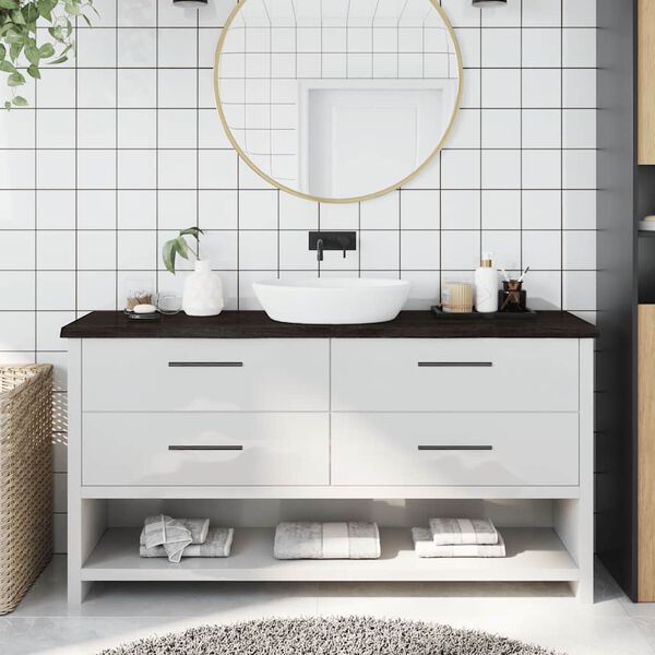 vidaXL Bathroom Countertop Dark Brown 160x40x(2-4) cm Treated Solid Wood