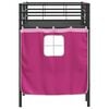 vidaXL Kids'Loft Bed Frame with Curtains Black and Pink 74.5 x 190 cm