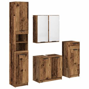 vidaXL Bathroom Furniture Set 4 pcs Old Wood Engineered Wood
