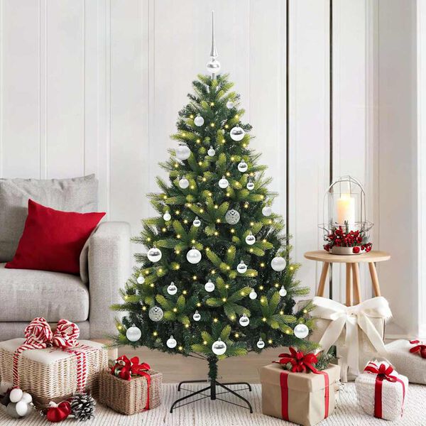 vidaXL Artificial Hinged Christmas Tree 150 LEDs Green 150 cm
