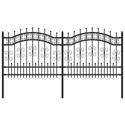 vidaXL Garden Fence with Spear Top Black 140 cm Powder-coated Steel