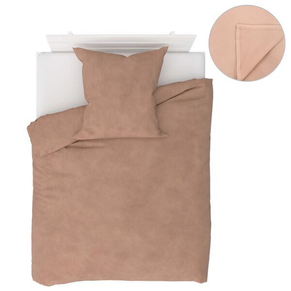 vidaXL 4 Piece Bedding Set Fleece Beige 155x200/80x80 cm
